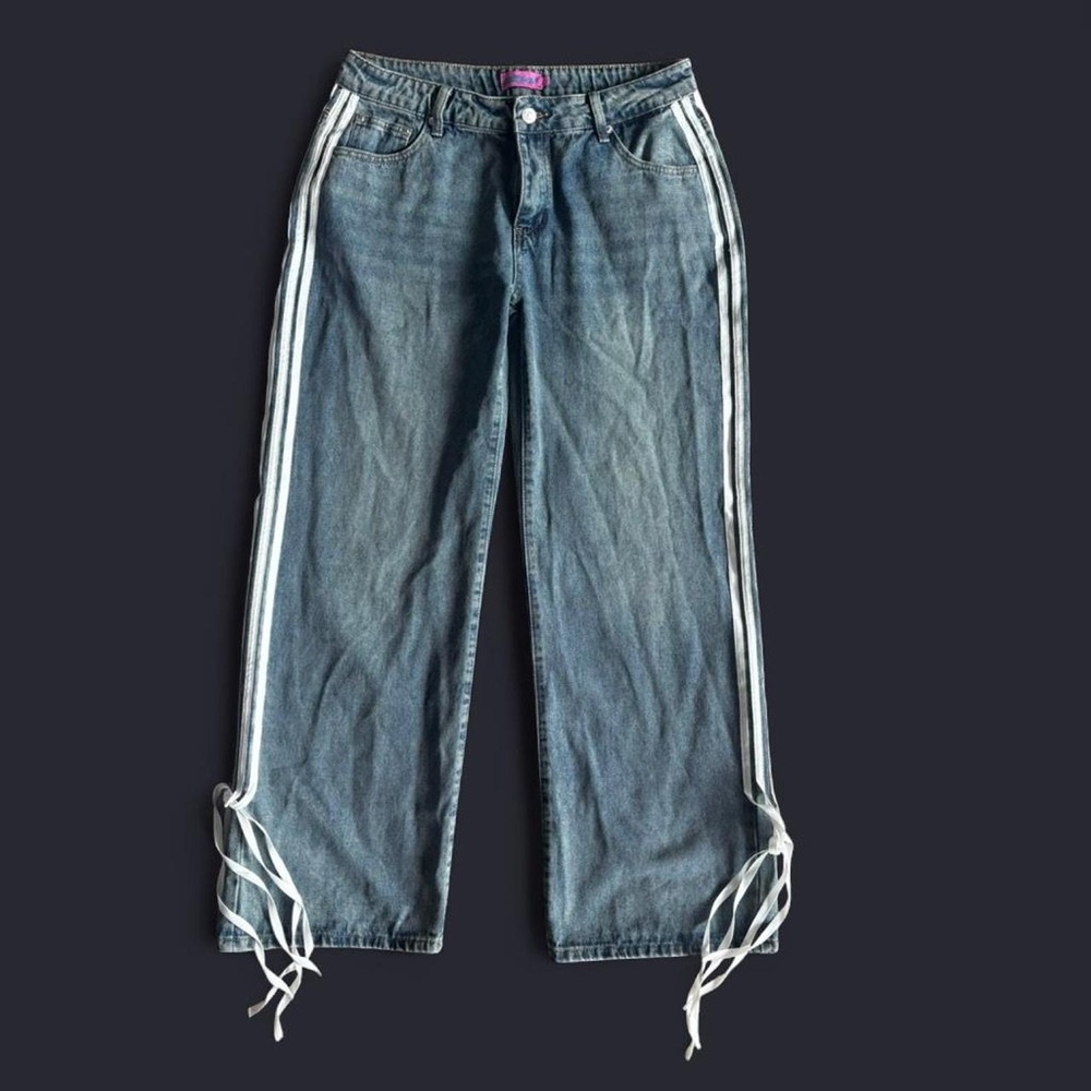 Large Edikted Flare Jeans with White Side Stripes